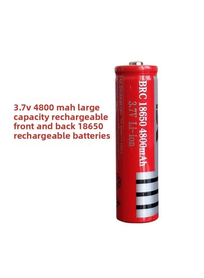 18650 Rechargeable Lithium Battery Strong Light Flashlight With Small Fan Radio Razor Laser Pointer Universal Battery-Color:2 4800 Batteries (flat Head) +1 With The Same Price (flat Head)  - Image 1