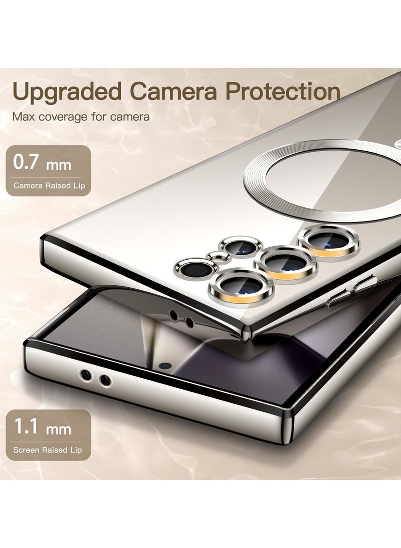 Denx Magnetic Clear Case for Samsung Galaxy S24 Ultra, Camera Lens Full Protection, Soft TPU Phone Cover, Compatible with MagSafe Wireless Charging, Shockproof TPU Phone Cover (Titanium Grey) - Image 3
