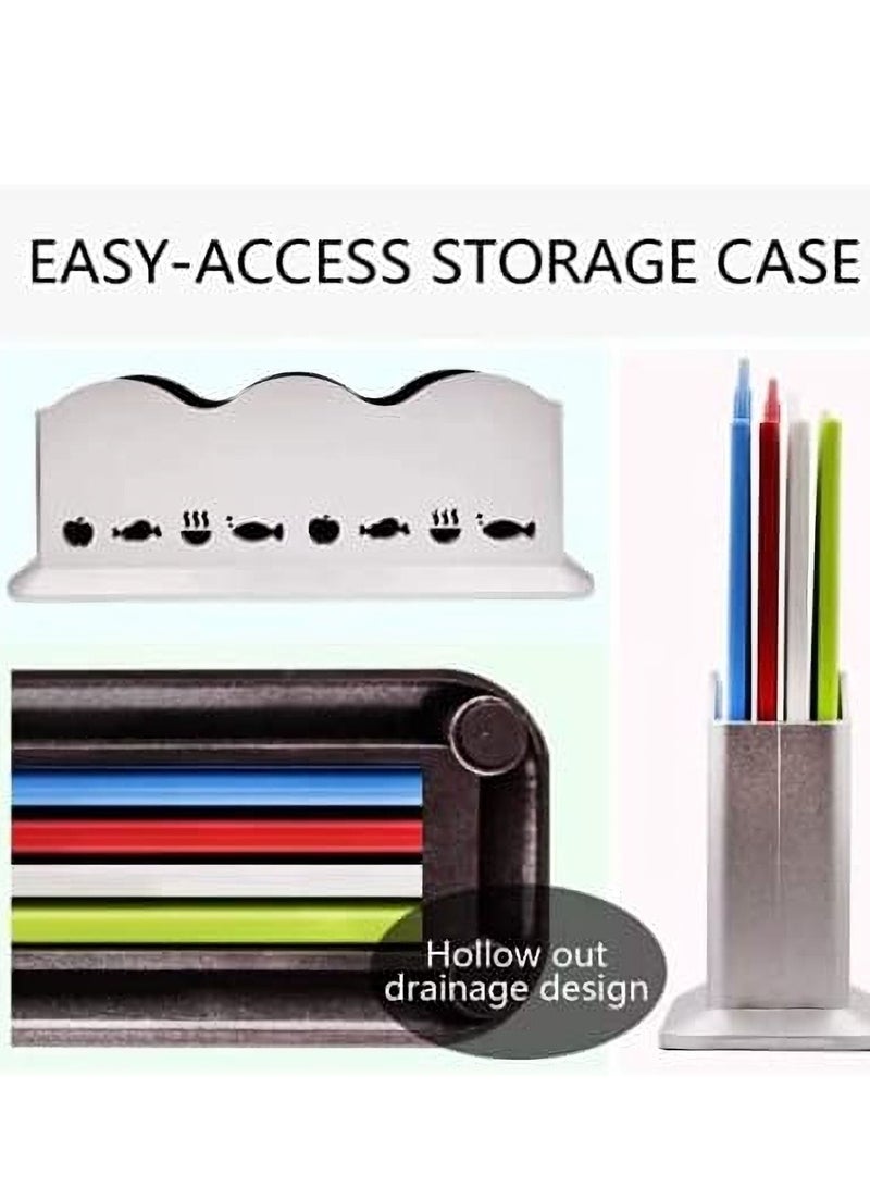 Dubkart Color-Coded Cutting Board Set with Holder Non-slip Thick Boards for Kitchen - Image 5