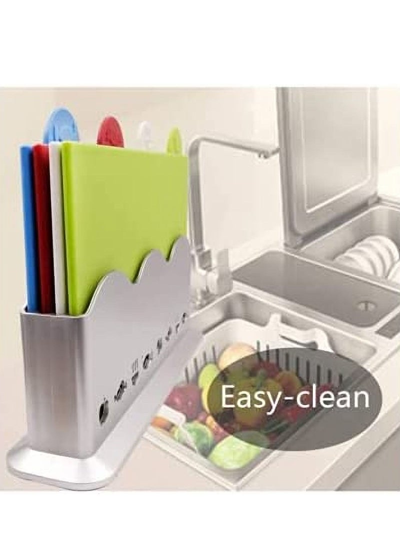Dubkart Color-Coded Cutting Board Set with Holder Non-slip Thick Boards for Kitchen - Image 4