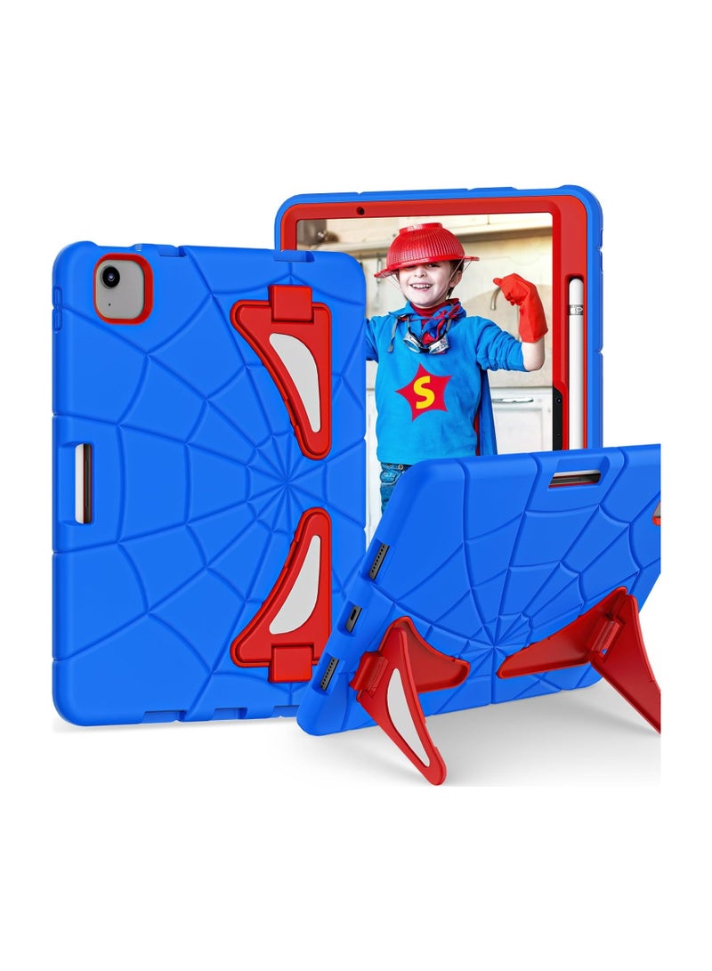 Kids Case for iPad Air 11-inch M2 (2024) with Pencil Holder, Durable Shockproof Rugged Protective Stand Kids Case for iPad Air 6th Generation 11 Inch Case M2 2024 (Blue/red) - Image 5