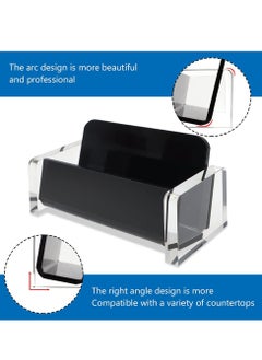 KASTWAVE Business Card Holder, Acrylic Business Card Holder for Office Desk, Transparent Business Card Display Holder, 1 Slot Holds About 30-50 Cards, Modern Organizer for Office Study Countertop, Desk (Black)  - Image 3