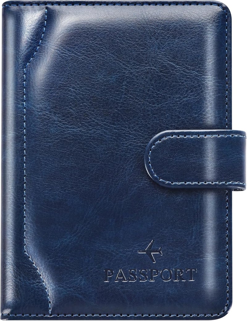 Herain Passport Holder & Case - Family Travel Combo With Passport & Vaccine Card Holder, D-magnetic clasp-d-dark blue, Magnetic Clasp - Image 1