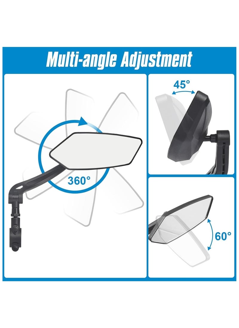 Soofam - 1Pair Bike Handlebar Rearview Mirror, Automotive Grade Glass Lens, HD 360 Wide Angle Degree Adjustable Mountain Bike Scooter Rearview Mirror, Scratch Resistant, Safe Bicycle Rearview Mirrors - Image 1