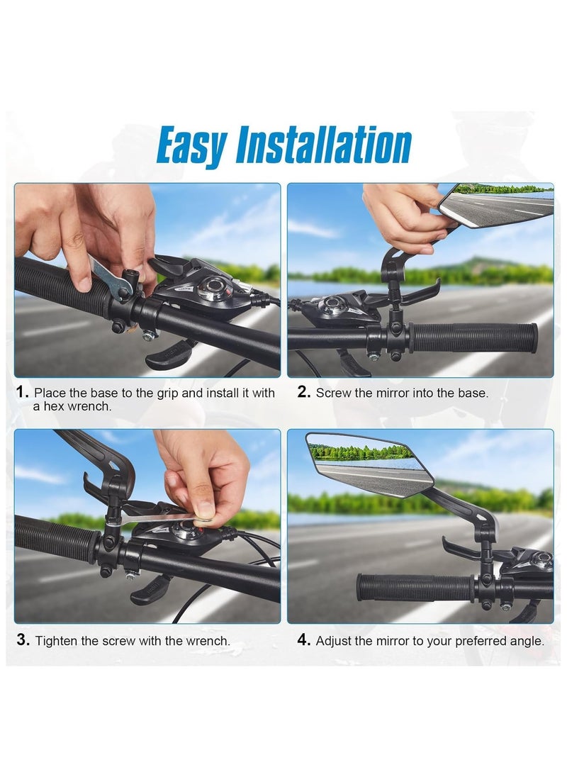 Soofam - 1Pair Bike Handlebar Rearview Mirror, Automotive Grade Glass Lens, HD 360 Wide Angle Degree Adjustable Mountain Bike Scooter Rearview Mirror, Scratch Resistant, Safe Bicycle Rearview Mirrors - Image 1