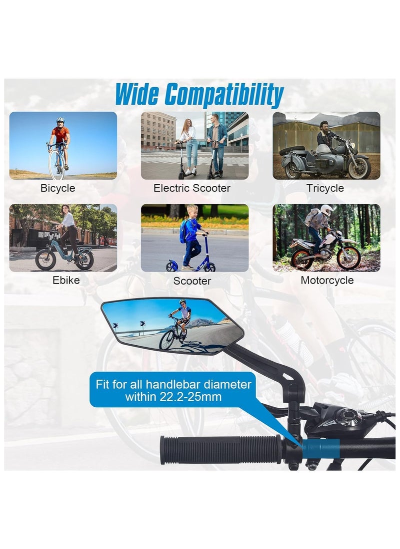 Soofam - 1Pair Bike Handlebar Rearview Mirror, Automotive Grade Glass Lens, HD 360 Wide Angle Degree Adjustable Mountain Bike Scooter Rearview Mirror, Scratch Resistant, Safe Bicycle Rearview Mirrors - Image 1
