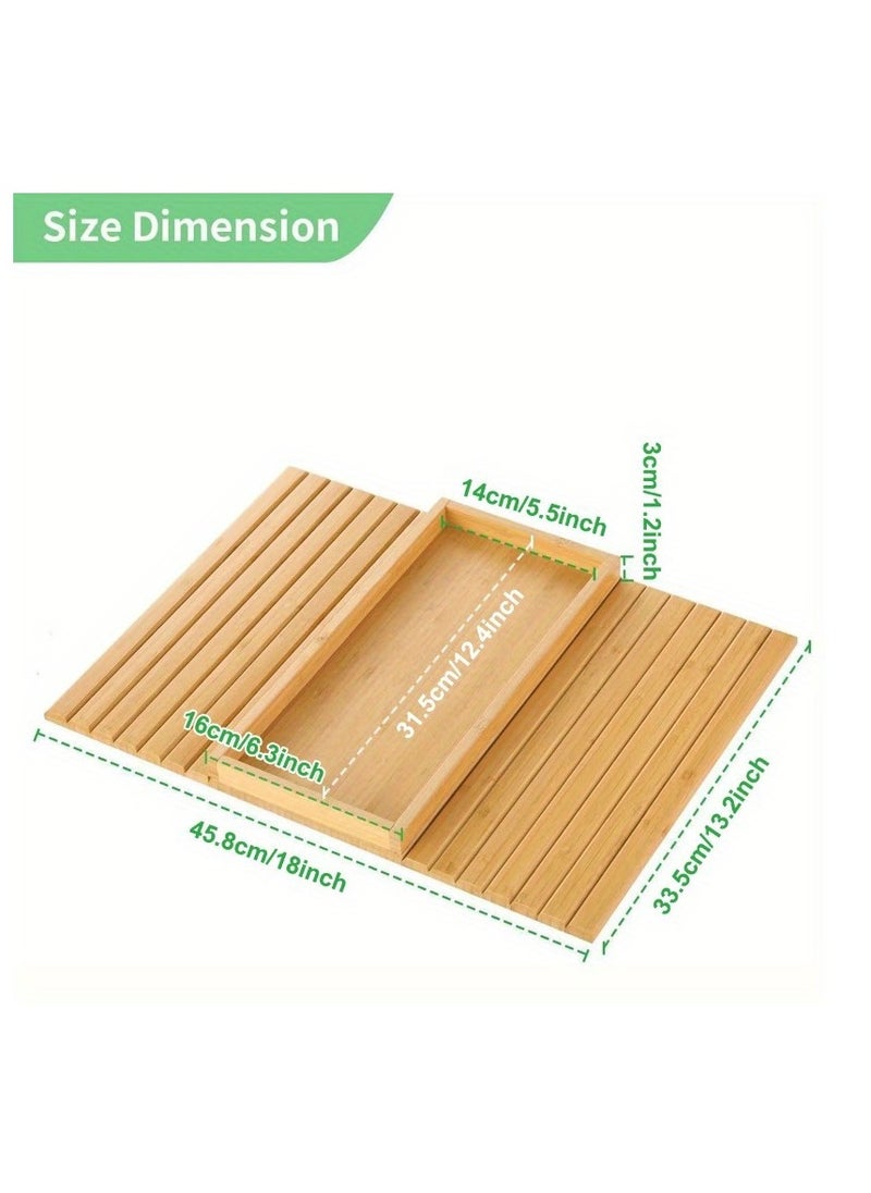 Generic - Bamboo sofa armrest tray, foldable beverage and snack cup placement tray, wooden sofa breakfast tray. - Image 1