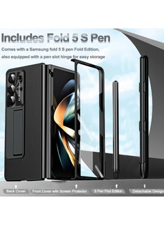 General Compatible with Samsung Galaxy Z Fold 5 Case with Pen, [Screen Protector] [Pen Holder] PU Leather + PC Frame Anti-Drop Full Coverage Protective Phone Case Cover for Z Fold 5 5G  - Image 2