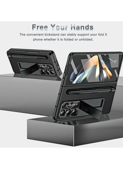 General Compatible with Samsung Galaxy Z Fold 5 Case with Pen, [Screen Protector] [Pen Holder] PU Leather + PC Frame Anti-Drop Full Coverage Protective Phone Case Cover for Z Fold 5 5G  - Image 4