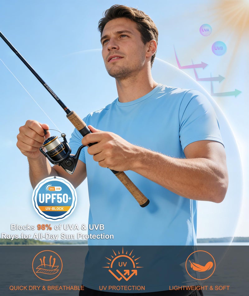 ZITY T Shirts for Man Rash Guard Shirt UV UPF 50+ Sun Protection Short Sleeve Workout T-Shirts Moisture Wicking Swim Running Athletic Tee Shirt 7 Pack - Image 4