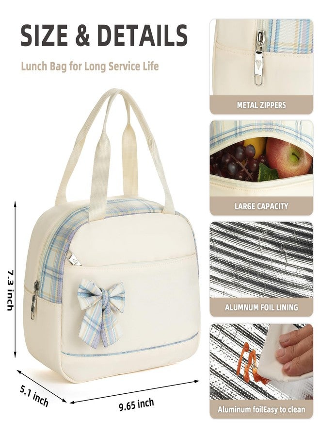 KIDNUO Lunch Bag for Women Men Cute Tote Bags Reusable Insulated Beach Box Case Large Capacity Cooler Purse for Work Picnic Travel Office Camping Handbag School Bookbag for Girls,Teen,College,Student Beige - Image 5