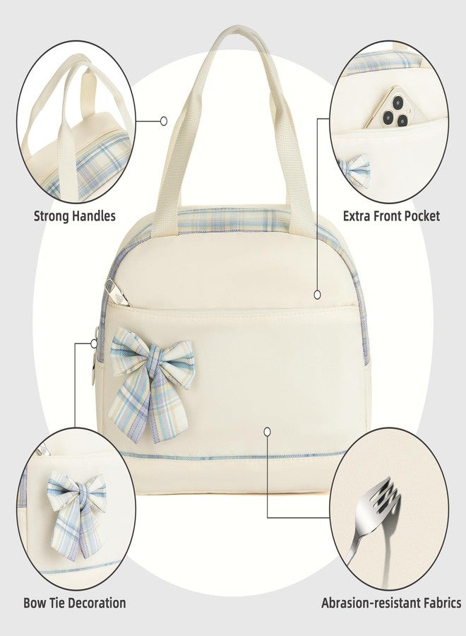 KIDNUO Lunch Bag for Women Men Cute Tote Bags Reusable Insulated Beach Box Case Large Capacity Cooler Purse for Work Picnic Travel Office Camping Handbag School Bookbag for Girls,Teen,College,Student Beige - Image 4
