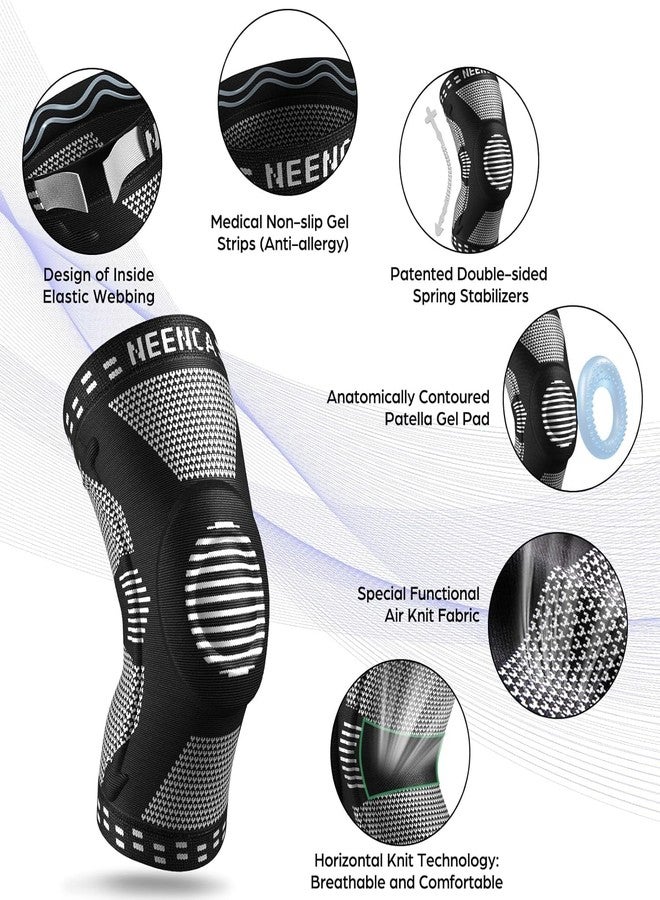 NEENCA Professional Knee Brace, Compression Knee Sleeve with Patella Gel Pad & Side Stabilizers, Knee Support Bandage for Pain Relief, Medical Knee Pad for Running, Workout, Arthritis, Joint Recovery - Single (Black, M) - Image 2