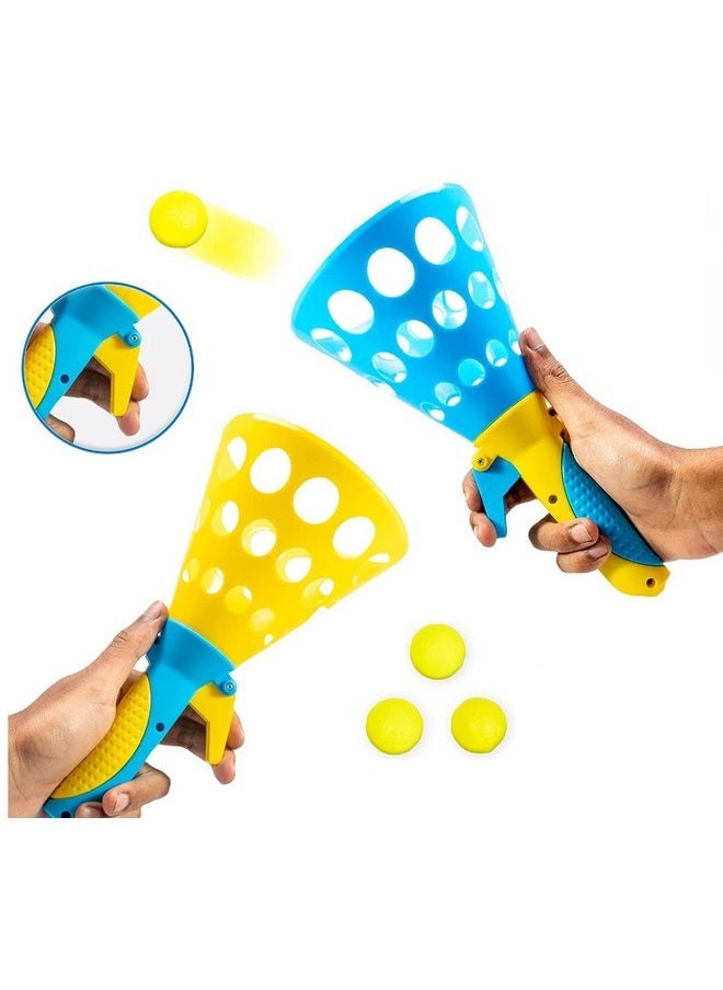 Storio Click And Catch Twin Ball Launcher Game With 3 Balls Indoor Outdoor Toy Set, Pop & Catch Ball Play Fun Boys & Girls - Multicolor  - Image 1