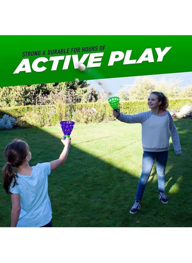 Storio Click And Catch Twin Ball Launcher Game With 3 Balls Indoor Outdoor Toy Set, Pop & Catch Ball Play Fun Boys & Girls - Multicolor  - Image 4
