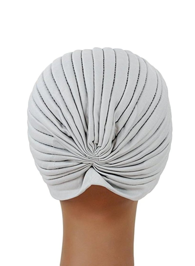 Women Hijab Stretchy Turban Cap Beanie Head Wrap Headwear Grey  - Image 2