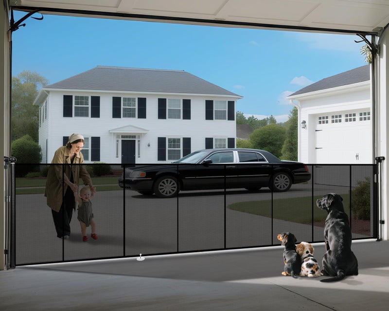 Pravoluxmax 200" Retractable Baby Gates Dog Gate Extra Wide, 42" Tall Child Pet Safety Gate with Reinforced Strips for Stairs, Long Mesh Garage Gates Fence for Outdoor Indoor Large Openings Driveway Decks Patio - Image 1
