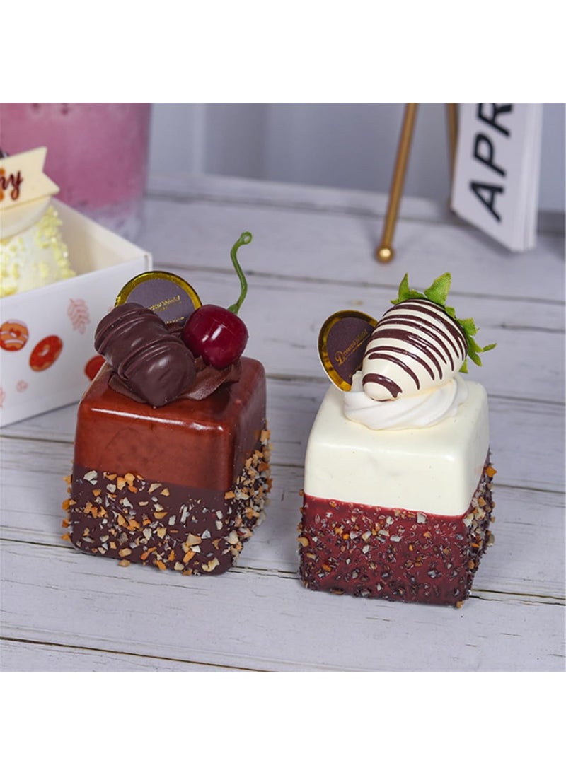 Skyseen Skyseen 4PCS Artificial Chocolate Fruit Cake Fake Cupcake Model Photography Prop for Home Kitchen Party Decoration  - Image 2