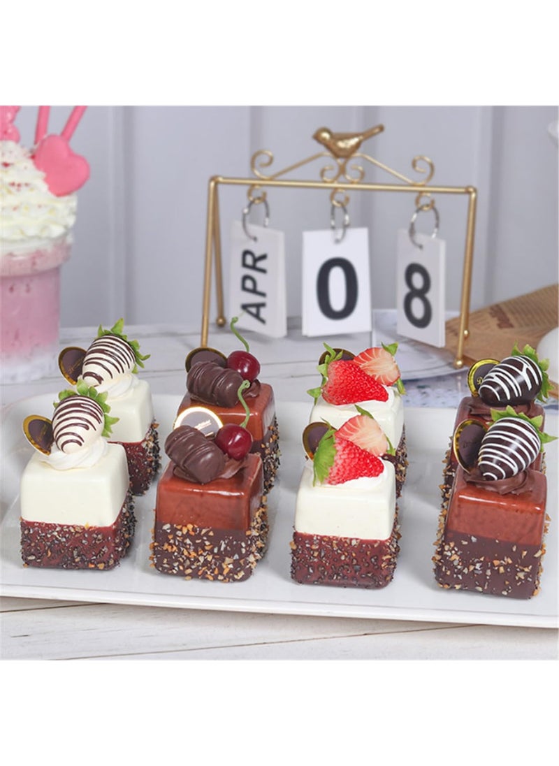 Skyseen Skyseen 4PCS Artificial Chocolate Fruit Cake Fake Cupcake Model Photography Prop for Home Kitchen Party Decoration  - Image 1
