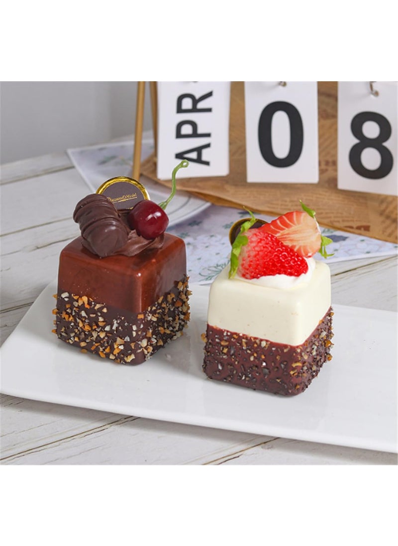 Skyseen Skyseen 4PCS Artificial Chocolate Fruit Cake Fake Cupcake Model Photography Prop for Home Kitchen Party Decoration  - Image 3