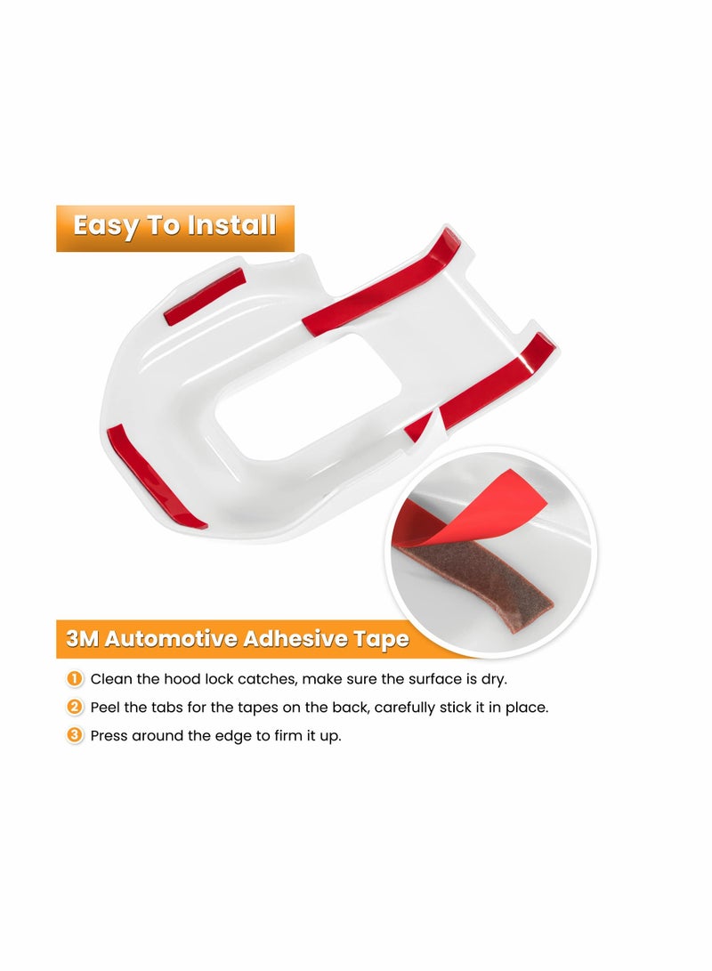KASTWAVE Hood Latch Lock Catch Brackets Cover for 2018-2022 Jeep Wrangler JL JLU Unlimited Sports Freedom Sahara Rubicon Gladiator JT 2-Door & 4-Door Exterior Accessories Decoration (White 2PCS)