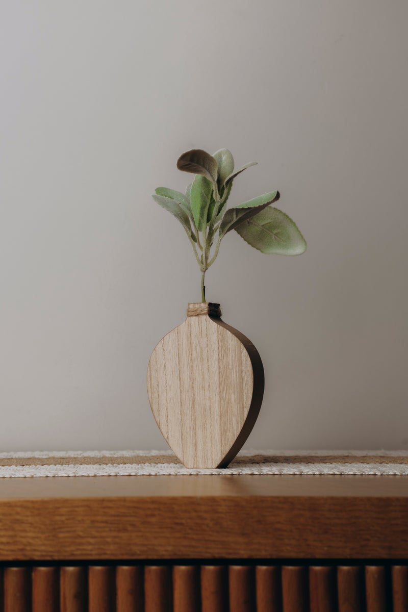 Words Co. Heartleaf Wooden Vase - Image 1