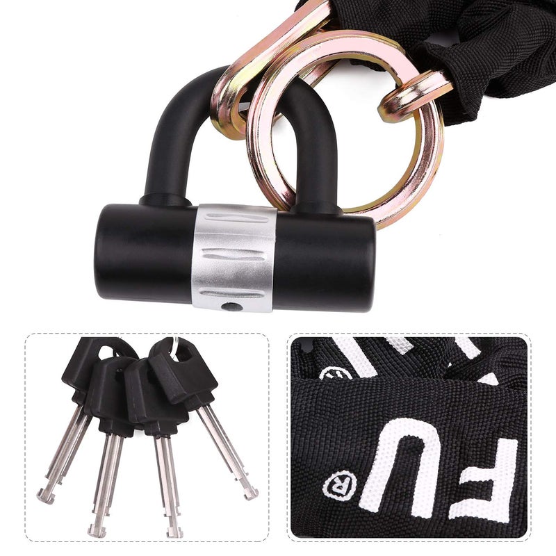 BIGLUFU Motorcycle Lock Chain Locks Heavy Duty, 120cm/4ft Long, Cut Proof 10mm Thick Colorful Square Chains with 4Keys 16mm U Lock, Ideal for Motorcycles, Motorbike, Bike, Generator, Gates - Image 3