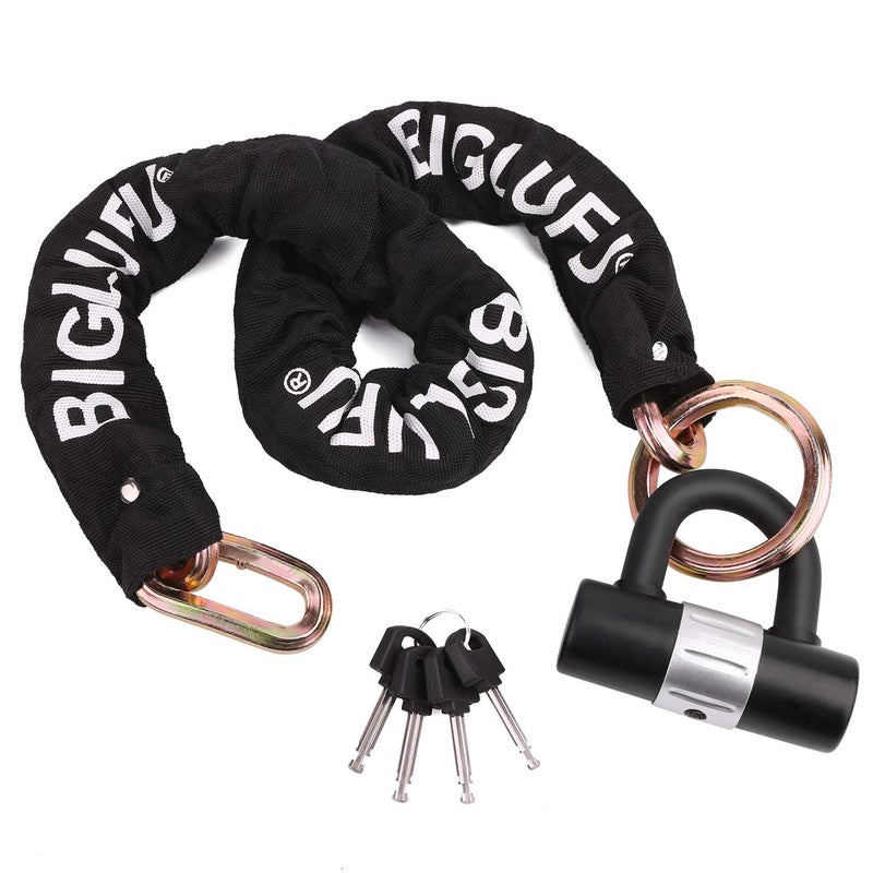 BIGLUFU Motorcycle Lock Chain Locks Heavy Duty, 120cm/4ft Long, Cut Proof 10mm Thick Colorful Square Chains with 4Keys 16mm U Lock, Ideal for Motorcycles, Motorbike, Bike, Generator, Gates - Image 4