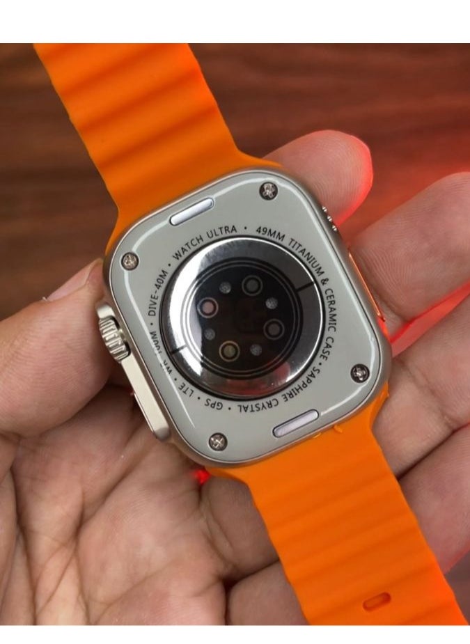 Generic New Full Screen Smart Watch for Android and iOS, Fast Responsiveness, and Wireless Charging, 49mm - Orange  - Image 3