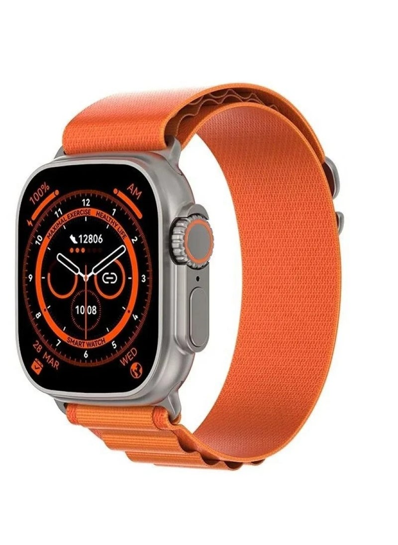 Generic New Full Screen Smart Watch for Android and iOS, Fast Responsiveness, and Wireless Charging, 49mm - Orange  - Image 1