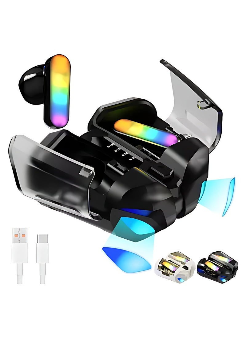 ARNOTEC K75 Wireless Gamer Headphones in-Ear with Microphone Wireless Bluetooth Headphones with LED Lights for iPhone, Android and Bluetooth Devices - Black  - Image 1