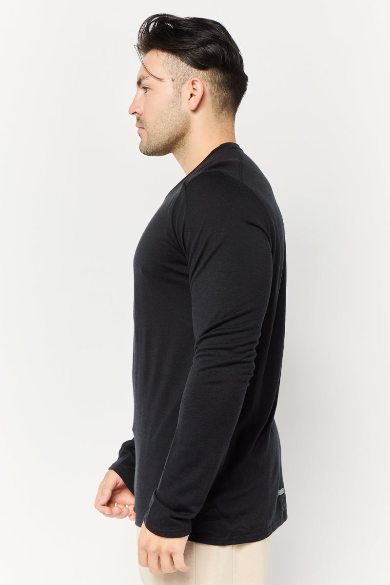 Adidas تي شيرت رجالي ضيق الأكمام طويل للخارج، أسود - Image 3