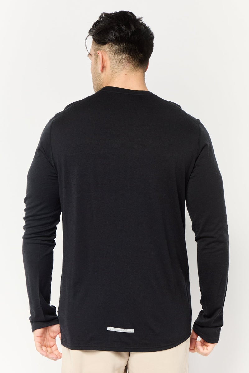 Adidas تي شيرت رجالي ضيق الأكمام طويل للخارج، أسود - Image 4