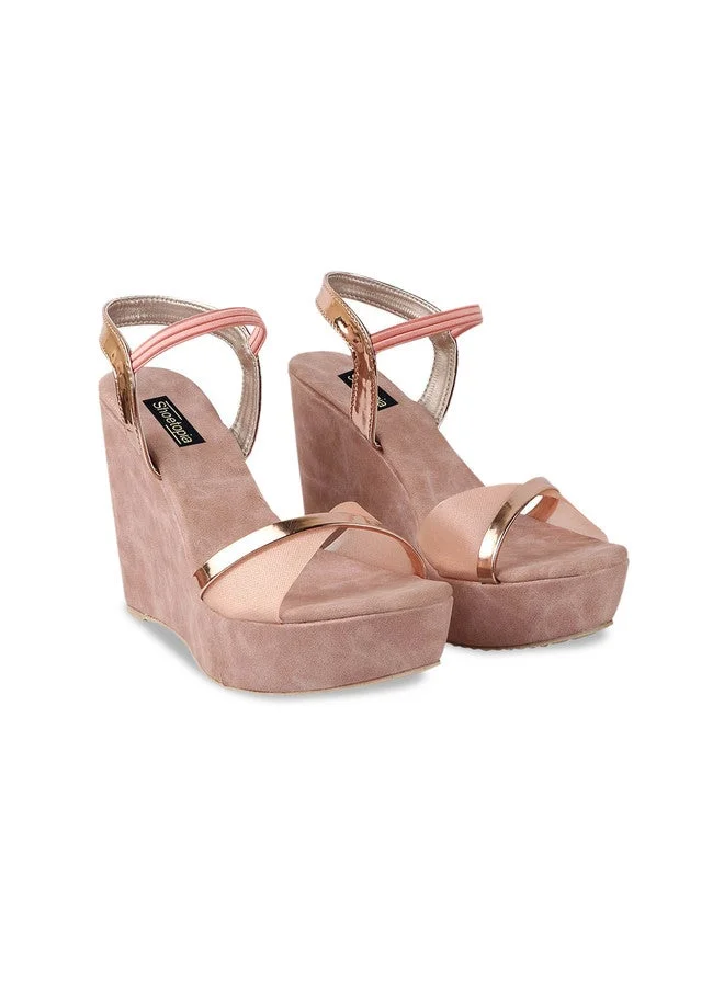 Shoetopia Shoetopia Girls Open Toe Wedge Heels with Ankle Loop