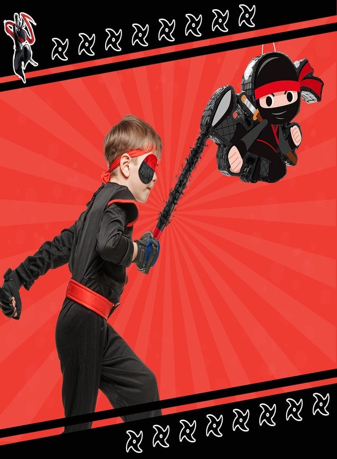 Zhanmai Karate Ninja Piñata Ninja Birthday Party Supplies with Piñata Stick Confetti and Blindfold, Warrior Birthday Party Decor for Adults Game Black(17 x 11.6 x 3 Inch,Trendy Style) - Image 4