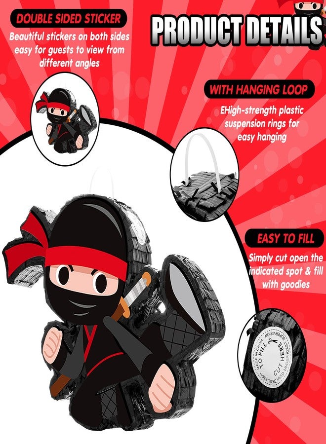 Zhanmai Karate Ninja Piñata Ninja Birthday Party Supplies with Piñata Stick Confetti and Blindfold, Warrior Birthday Party Decor for Adults Game Black(17 x 11.6 x 3 Inch,Trendy Style) - Image 3