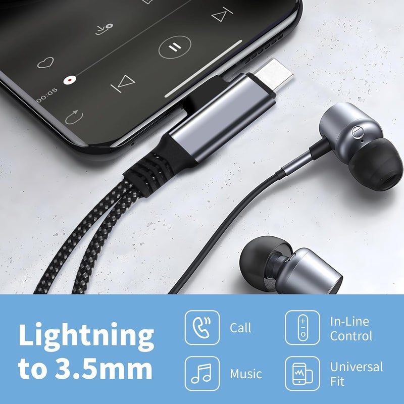 Azonee Lightning and USB C to 3.5mm Headphone, 2 in 2 USB C to 3.5mm Jack, Lightning to 3.5mm Jack, Compatible with Galaxy S22/S21 Ultra, iPad Pro, Pixel, iPhone 16 15 14 13 12 11 X - Image 5
