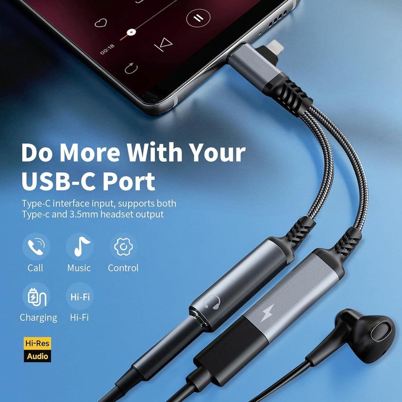 Azonee Lightning and USB C to 3.5mm Headphone, 2 in 2 USB C to 3.5mm Jack, Lightning to 3.5mm Jack, Compatible with Galaxy S22/S21 Ultra, iPad Pro, Pixel, iPhone 16 15 14 13 12 11 X - Image 2