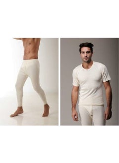 Hasyün Short Sleeve Men's Underwear Set Natural Thermal 