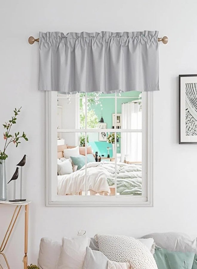 إيزي هوم ستارة نافذة سهلة التركيب من إيزي هوم للمطبخ والحمام وغرفة المعيشة، معزولة حرارياً، مانعة للضوء، مقاس 54 × 18 بوصة، ستارة تعتيم الغرفة مع جيب للعمود، لوحة واحدة رمادي فضي - Image 1