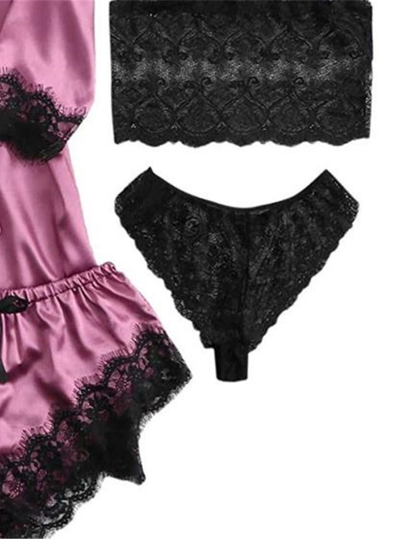 4pcs pajamas women's home pajamas lace pajamas set  - Image 4