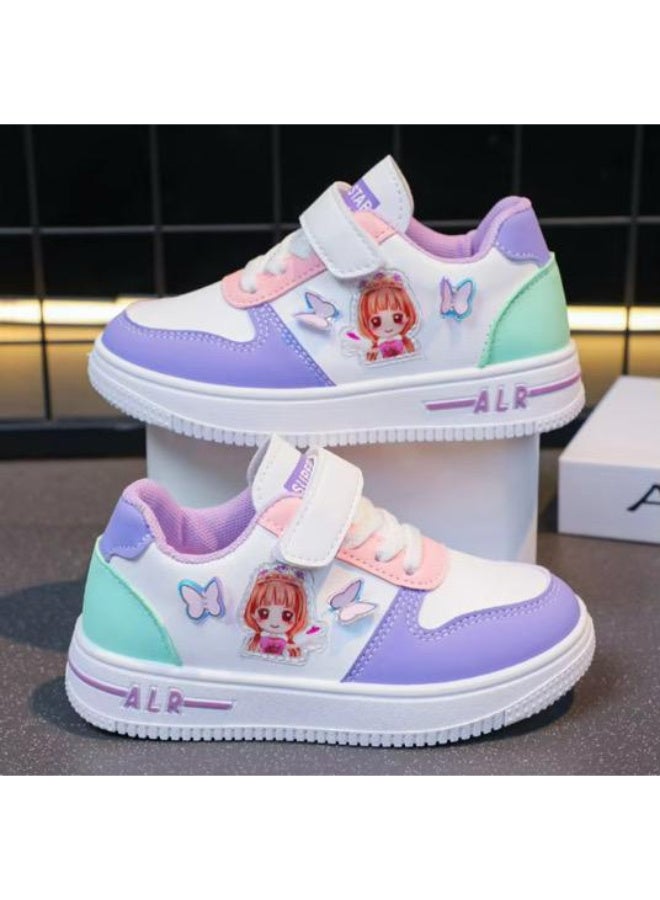 Kids Unicorn Sneakers Shoes  with Colorful Cartoon & Butterfly Design - Image 2