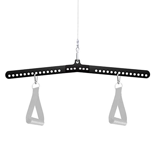 RIMLUFE 32" D Handle Cable Crossover Double Pulley System Workout Rope Exercise Machine Accessories Spreader Lat Pull Down Bar Attachment Double Hook Parts for Squat Rack Home Gym(8mm) - Image 1