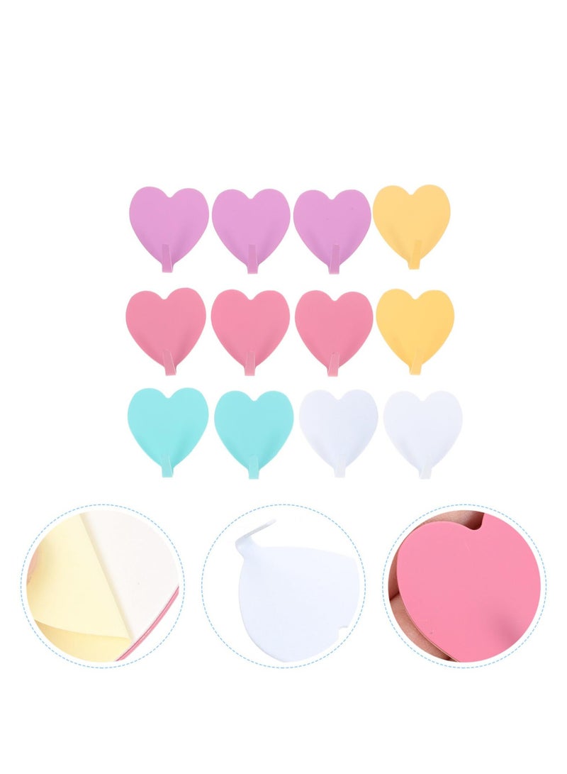SOLARAE 12 Pcs Iron Strong Heart Shaped Adhesive Hangers Wall Mounted Hooks Coat Hook Traceless Hanger for Bathroom Kitchen (Random Color) - Image 3