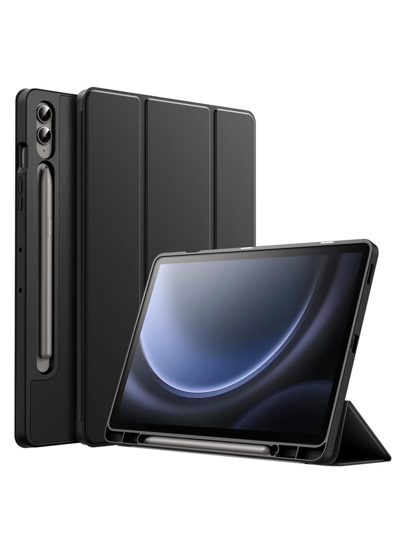 DUSALA Case for Samsung Galaxy Tab S9 FE Plus 12.4 Inch with S Pen Holder, Soft TPU Tri-Fold Stand Protective Tablet Cover, Support S Pen Charging, Auto Wake/Sleep - Image 1