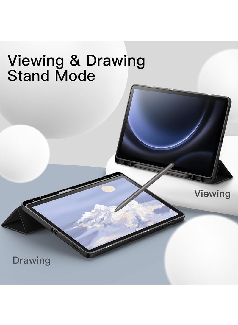 DUSALA Case for Samsung Galaxy Tab S9 FE Plus 12.4 Inch with S Pen Holder, Soft TPU Tri-Fold Stand Protective Tablet Cover, Support S Pen Charging, Auto Wake/Sleep - Image 3