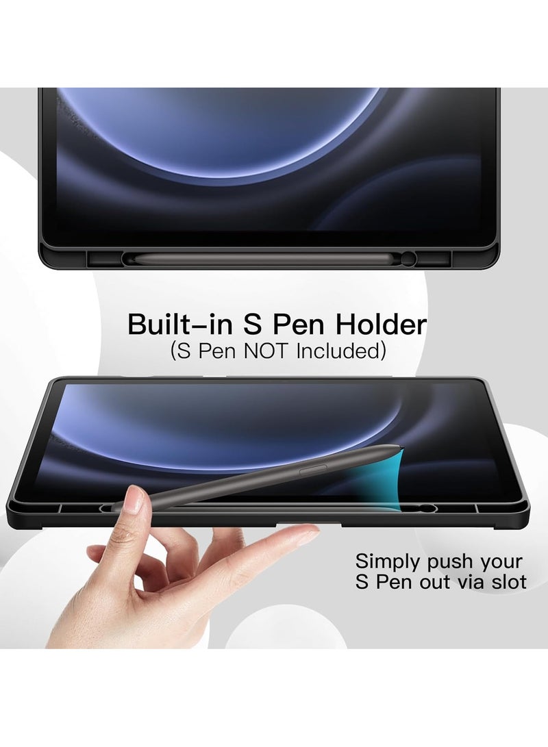 DUSALA Case for Samsung Galaxy Tab S9 FE Plus 12.4 Inch with S Pen Holder, Soft TPU Tri-Fold Stand Protective Tablet Cover, Support S Pen Charging, Auto Wake/Sleep - Image 5