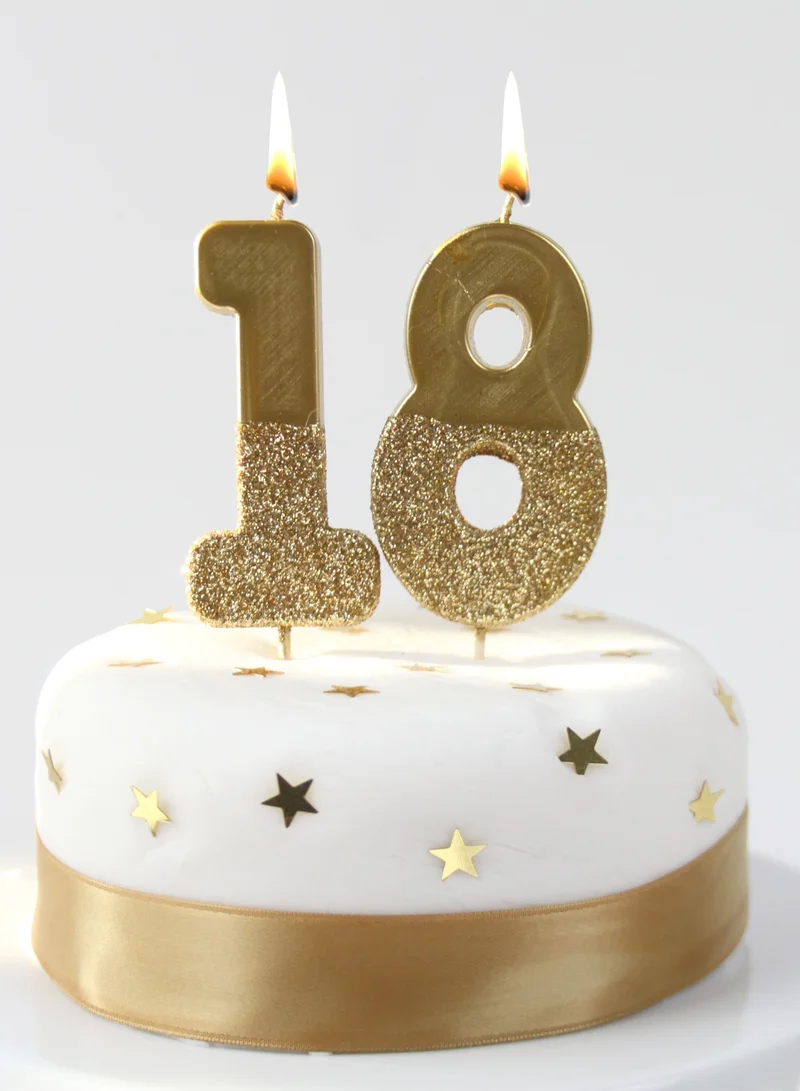 Talking Tables Talking Tables 8 Number Birthday Candles, Candle for Cake Decoration, Candle for Birthday Cake Topper, Anniversary Cake Number Candle. Candle stick for special occasions such as birthdays and Anniversaries (8 Number Candle, Gold Glitter Dipped Candle)