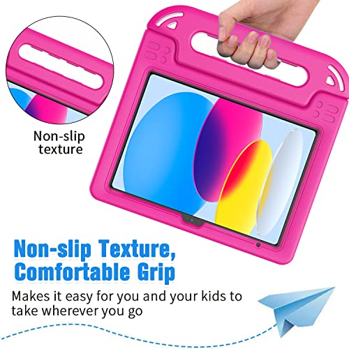 BMOUO Kids Case for iPad A16 11th Generation 11" 2025/iPad10th Generation 10.9 Inch 2022 - with Screen Protector, Shockproof Covertible Handle Stand iPad 11th 10th Generation Case for Kids, Rose - Image 4