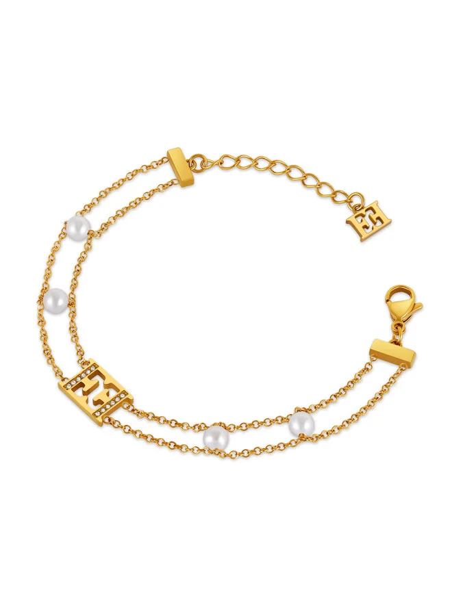 Escada Lina Gold Plated 316L Stainless Steel Double Chain Bracelet for Women